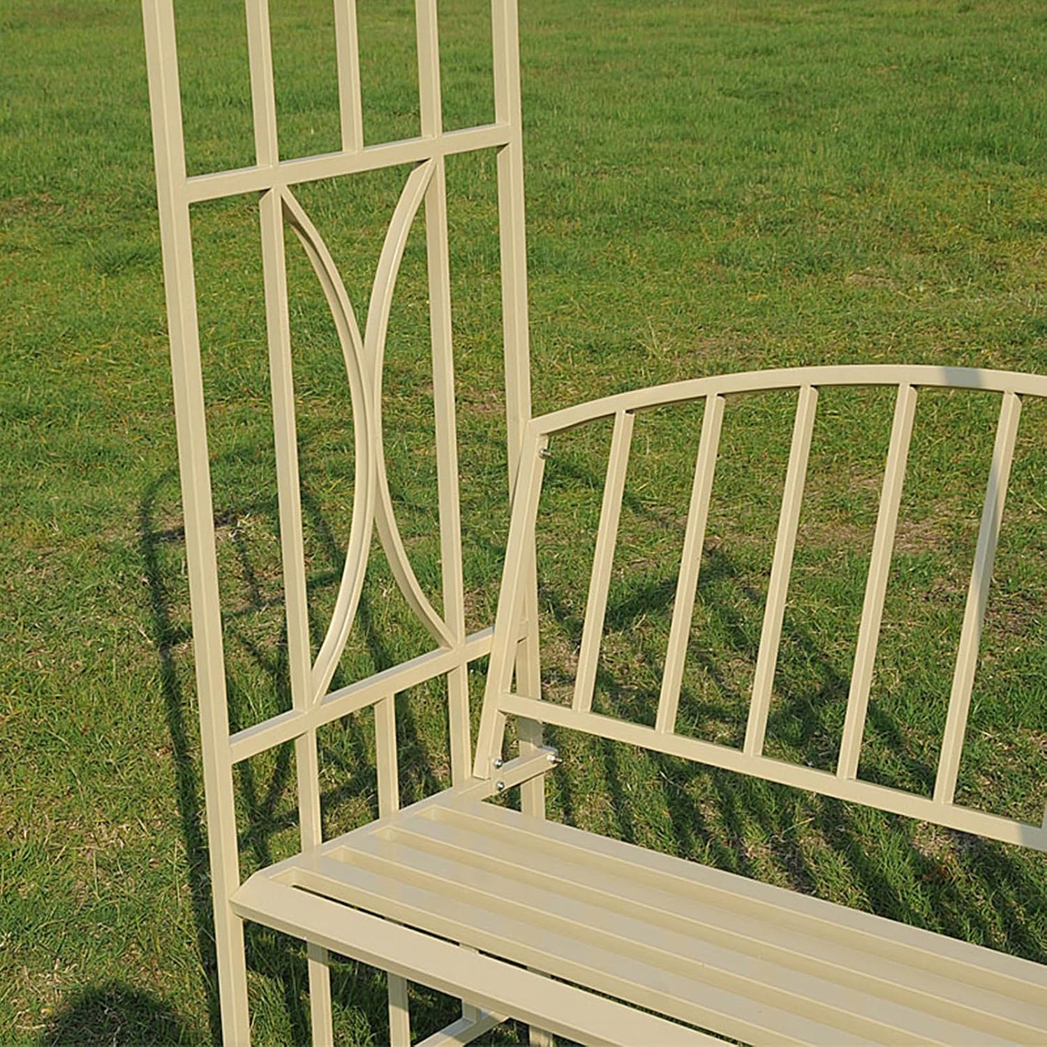 Outdoor Garden Bench,Garden Arch Wedding Decoration, Metal Garden Pavilion Arch Pergola with Relaxing Benches, Used for Rock Climbing Plants Lawn Backyard Clim,White