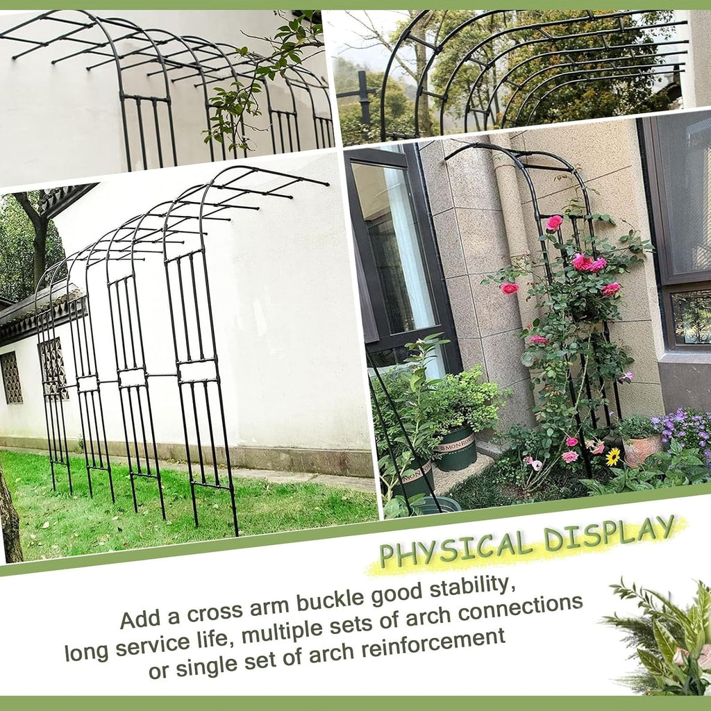 Black Metal Half Side Garden Arch, Wall Mounted Rose Arch Trellis, Wedding Archway Decoration Heavy Duty Steel Pergola Trellis for Outdoor Climbing Plants(Size:180x240x40CM/5.9x7.9x1.3ft)