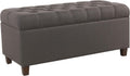 Homepop Home Decor | Tufted Ainsley Button Storage Ottoman Bench with Hinged Lid | Ottoman Bench with Storage for Living Room & Bedroom, Charcoal Gray 18x40x18 inches