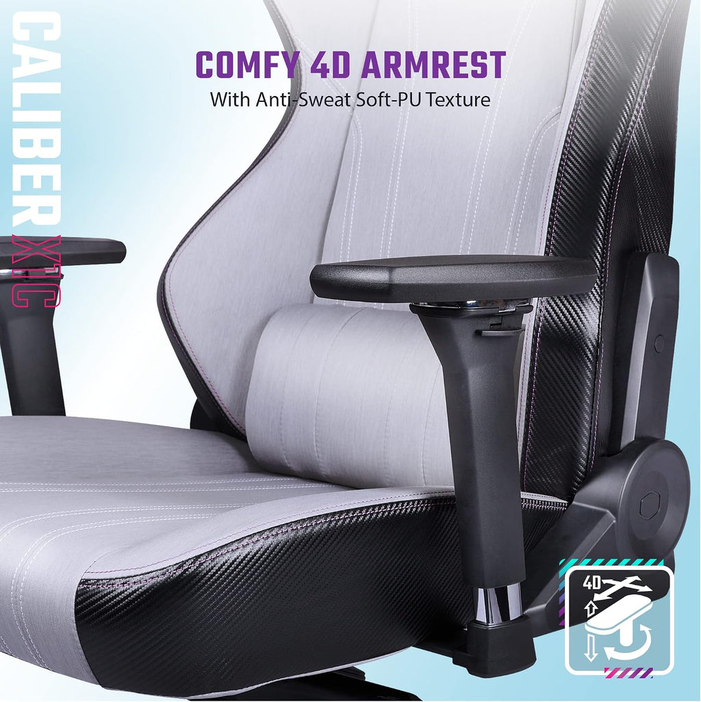 Cooler Master Caliber X1C Ergonomic Gaming Chair Black, Cool-in Fabric, 360° Swivel, 180 Reclining, Lumbar Support, High Density Foam Cushions, 4D Armrests, Adjustable Gas Lift for PC Game | Office
