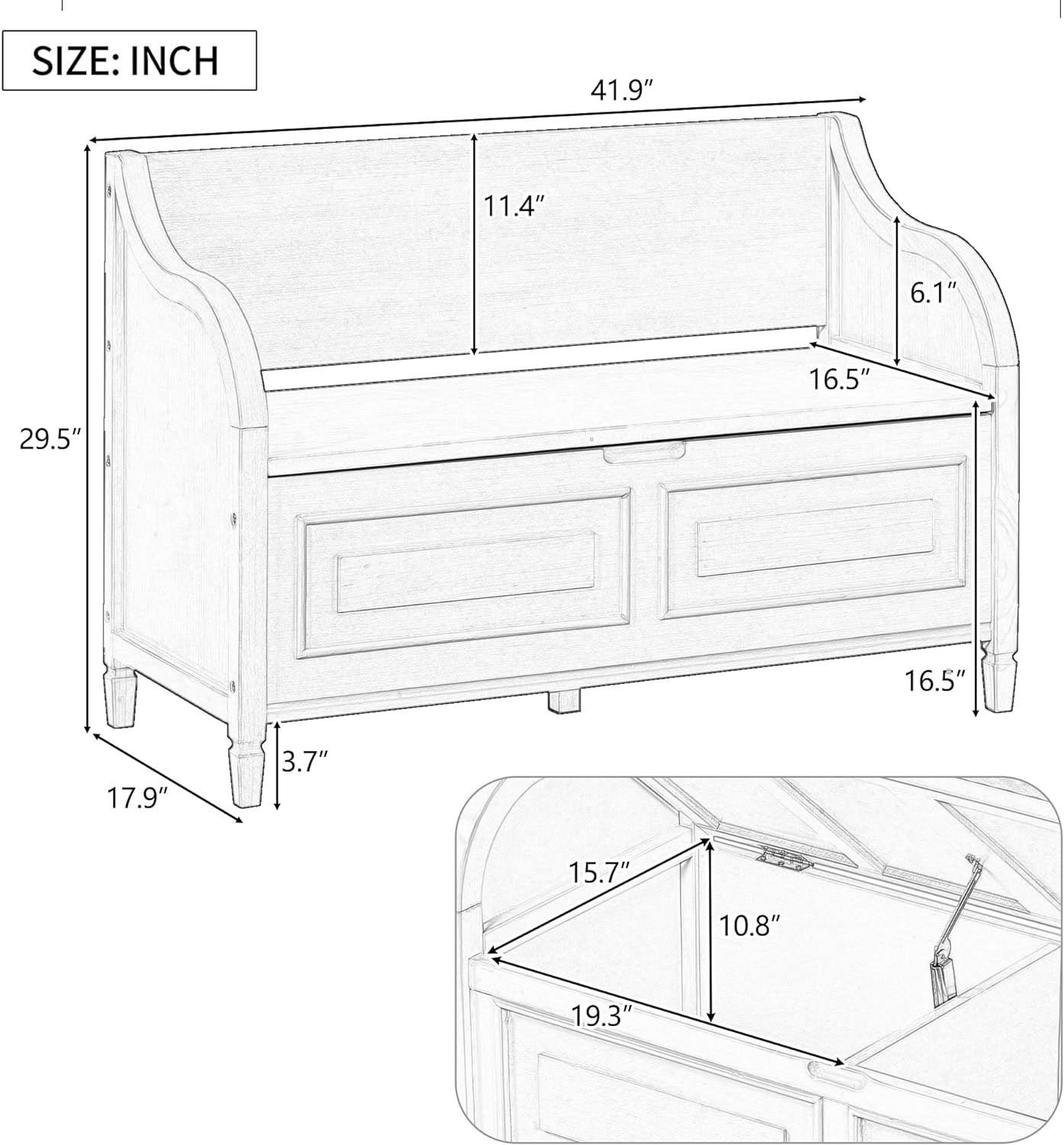 Bellemave Storage Bench with Safety Hinge Wooden Entryway Benches with Shoe Cabinets Under Seat Multifunctional Storage Bench for Entryway, Foyer or a Mudroom (Espresso + Beige)