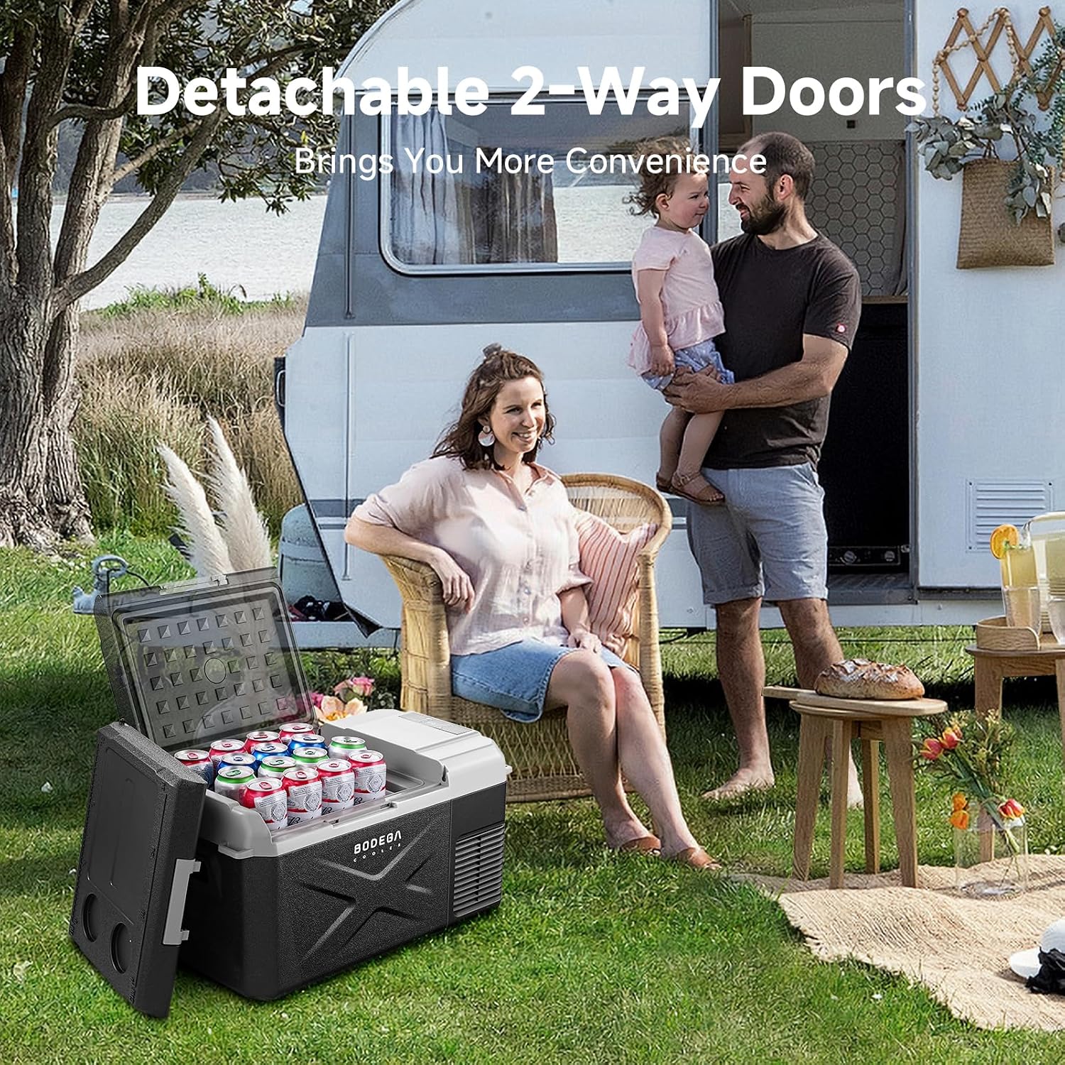 BODEGACOOLER 12 Volt Refrigerator, 18 Quart 12V Car Fridge, Portable Freezer (-4℉ to 68℉), Compressor Electric Cooler 12/24V DC 110~240 Volt AC for Truck Van RV Camping Road Trip