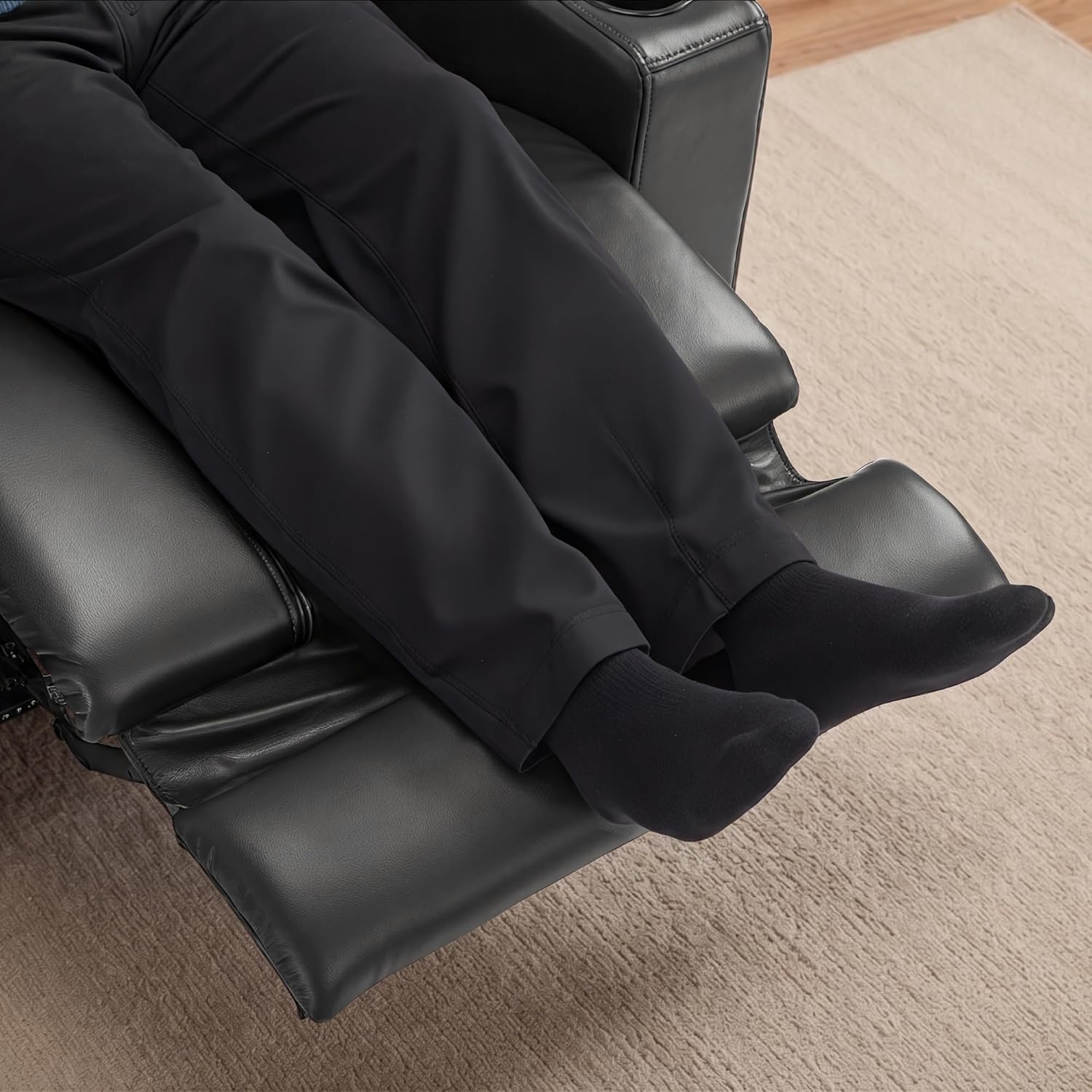 MCombo Oversized Power Recliner Chair with Adjustable Headrest & LED Light for Adults, Zero Gravity Recliner with USB & Type C Ports, Cup Holders for Living Room & Home Theater, Faux Leather HTS401