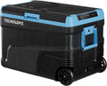 45L Car Refrigerator Freezer, -4℉~68℉ 48QT Single Zone Portable Compressor Cooler with Reversible Door, Battery Slot, All-Terrain Wheels, 100–240V AC / 12V / 24V DC Powered, LED Light – Ice Blue