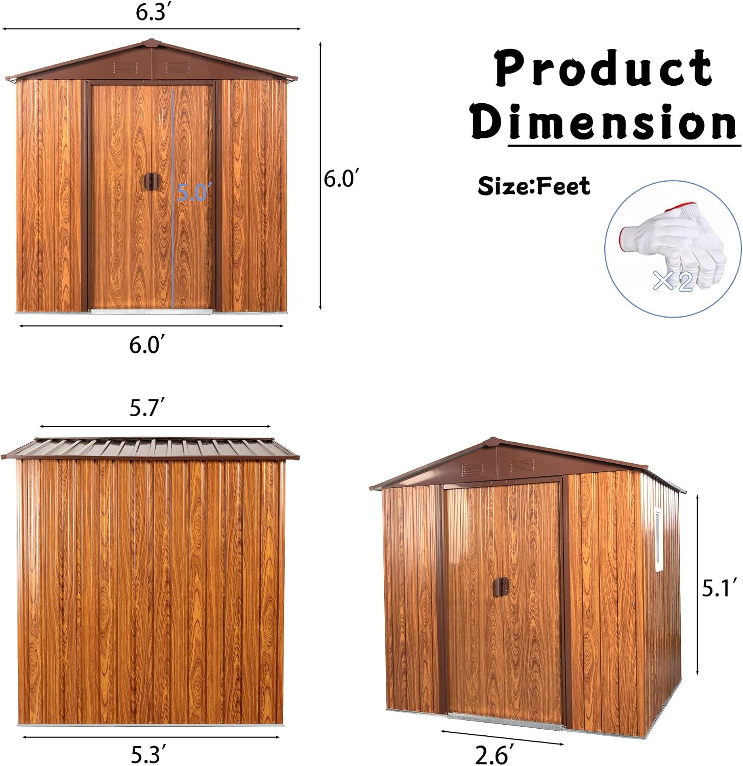 KEIKI 6x6 FT Outdoor Metal Storage Shed with Peaked Roof,Vents,Window and Metal Foundation for Garden Yard Lawn