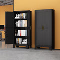 Black Metal Storage Cabinet, 61' Steel Cabinets for Home Office, Kitchen Pantry Storage Cabinet with Doors and 3 Adjustable Shelves, Metal Tool Cabinet, for Office, Home, Garage, School