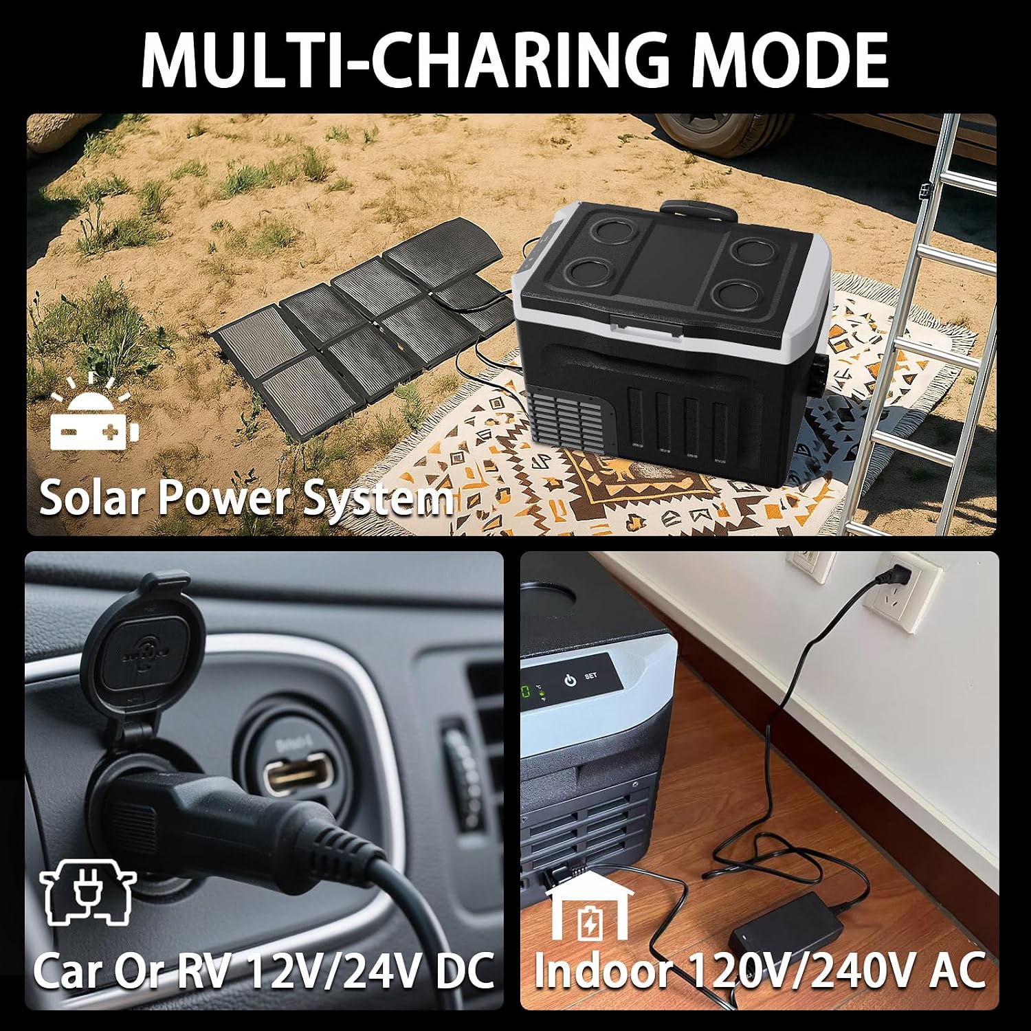 12 Volt Refrigerator, 46QT(43L) Mini Portable Car Fridge, Freezer Compressor Electric Cooler -4℉~68℉, 12/24V DC 100-240V AC for Truck Van RV SUV Travel Camping Road Boat Trips