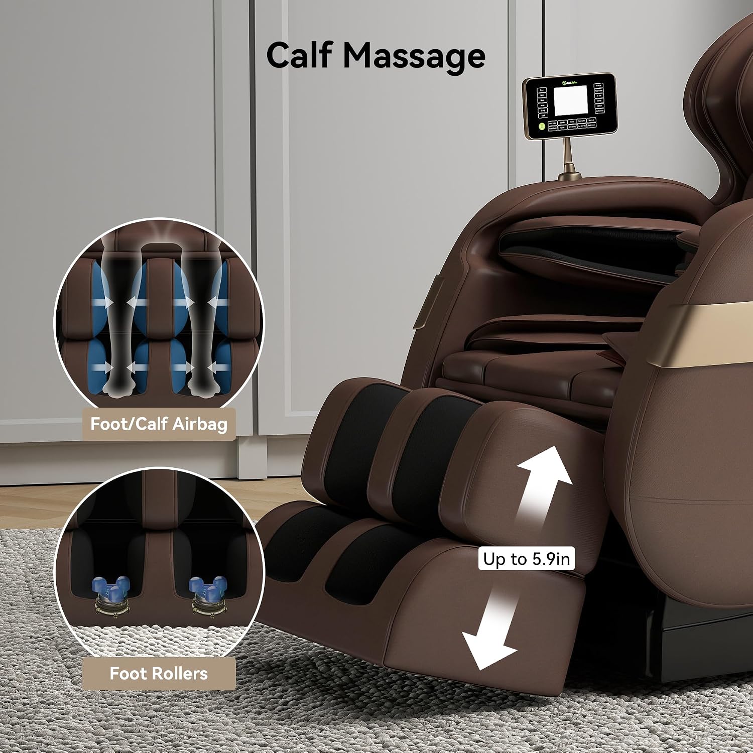 Real Relax 2025 Full Body Massage Chair of Dual-core S Track,Shiatsu Massage Recliner of Zero Gravity with APP and LCD Control,Bluetooth,Home or Office Use,Brown