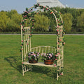 Outdoor Garden Bench,Garden Arch Wedding Decoration, Metal Garden Pavilion Arch Pergola with Relaxing Benches, Used for Rock Climbing Plants Lawn Backyard Clim,White