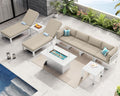 NICESOUL 9 Piece Oversized Modular Aluminum Outdoor Furniture Set with Chaise Lounge, 29' Deep and Wide Sectional Seating, 500 lbs High Weight Capacity Patio Conversation Set for Poolside Deck, Beige