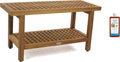 AquaTeak The Original 36' Grate Teak Shower Bench with Shelf Premium Teak Oil