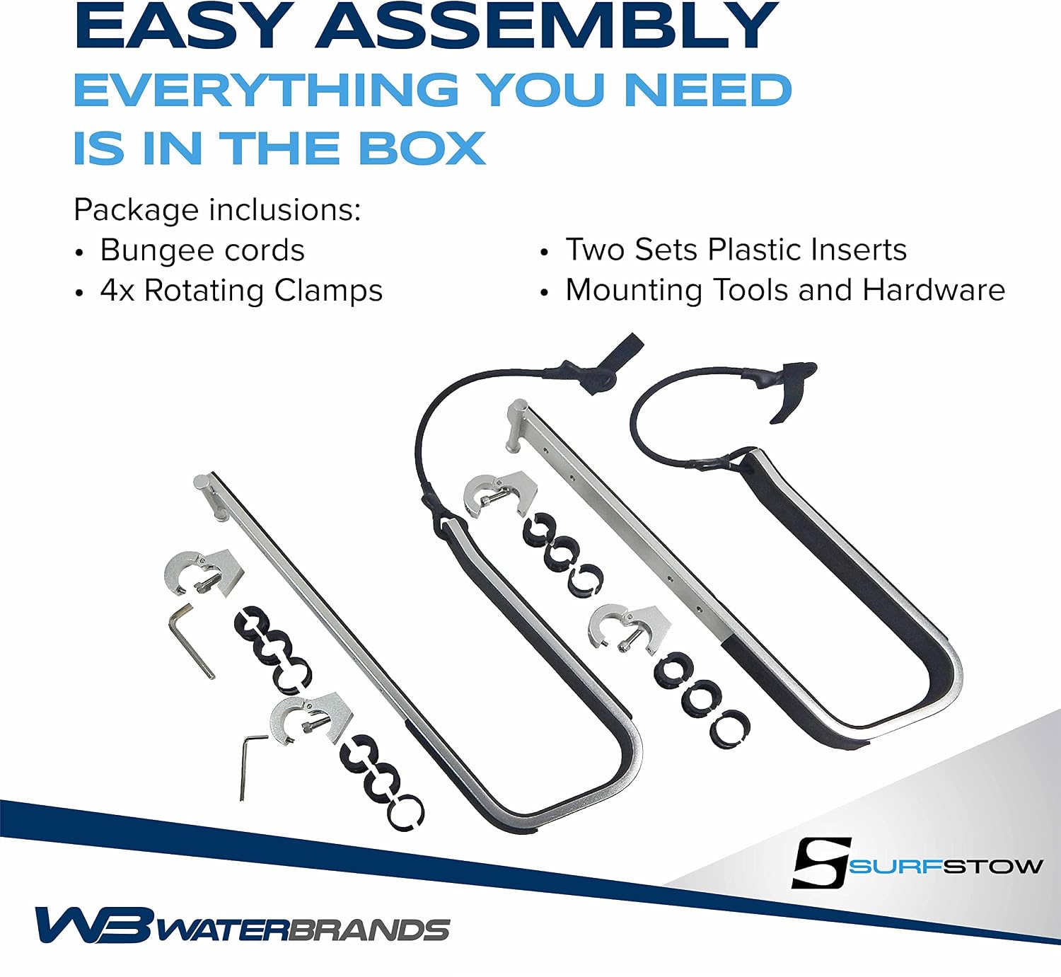 SurfStow Transport SUPRax 50050-2 Boat Mount/Rail Mount Single Board System | for Angled Stanchions | Stand-Up Paddle Board Rack | SUP Board Storage | | Metallic | 26 x 11 x 4 in