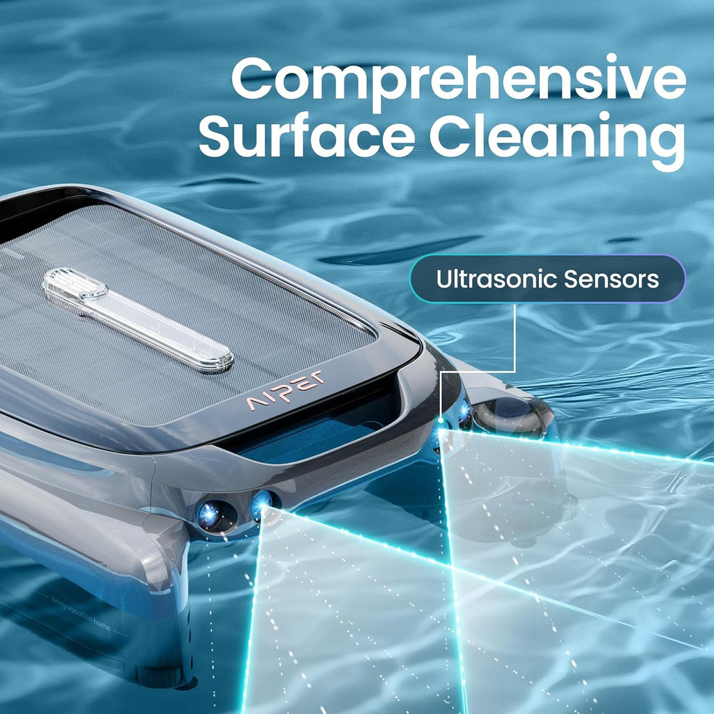 (2024 Upgrade) AIPER Surfer S1 Solar Powered Robotic Pool Skimmer with APP Support, Monitor Pool Temperature, 12 Hour Battery Life, Dual Charging Modes, Ideal for All Swimming Pool Types