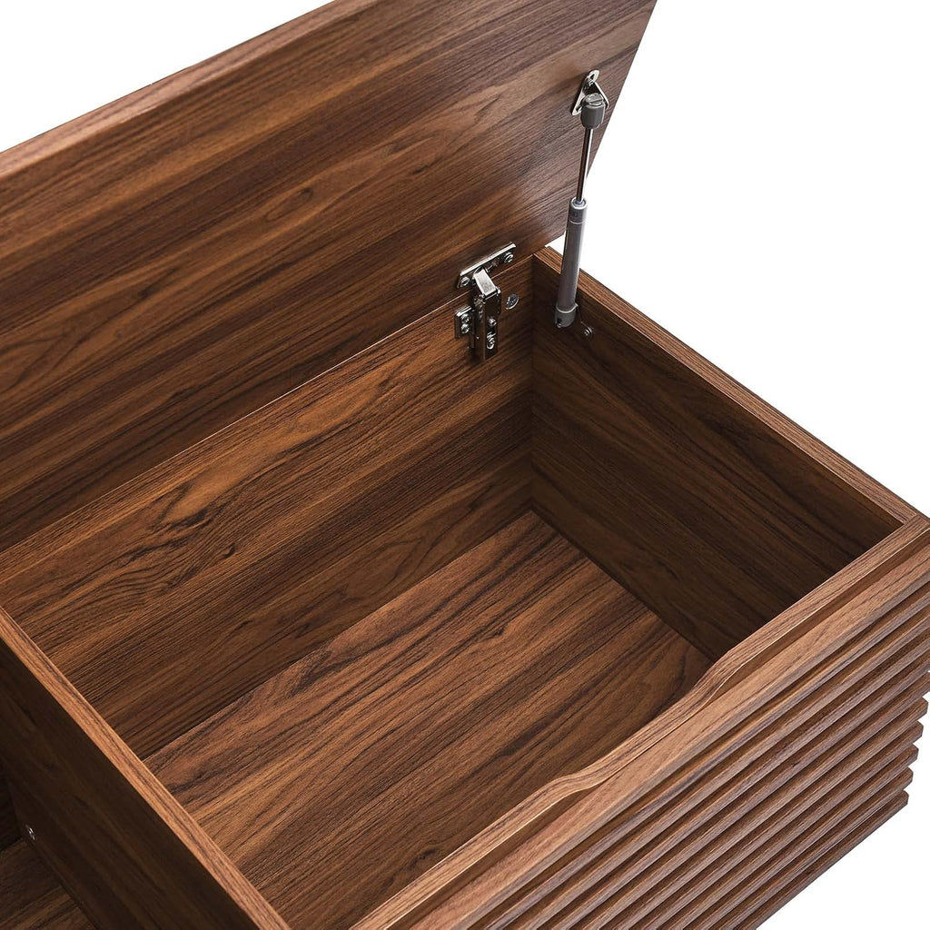 Modway Render 47' Wood Grain Storage Bench in Walnut