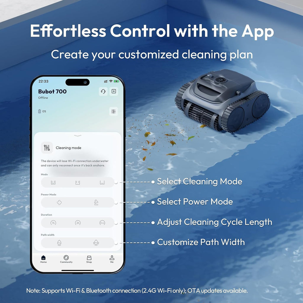 Bubot 700 Cordless Pool Vacuum for Inground & Above Ground Pools, 210-Min Runtime, Wall/Waterline/Floor Cleaning, Robotic Pool Cleaner with Superior Suction, APP Control, Smart Navigation (Space Grey)
