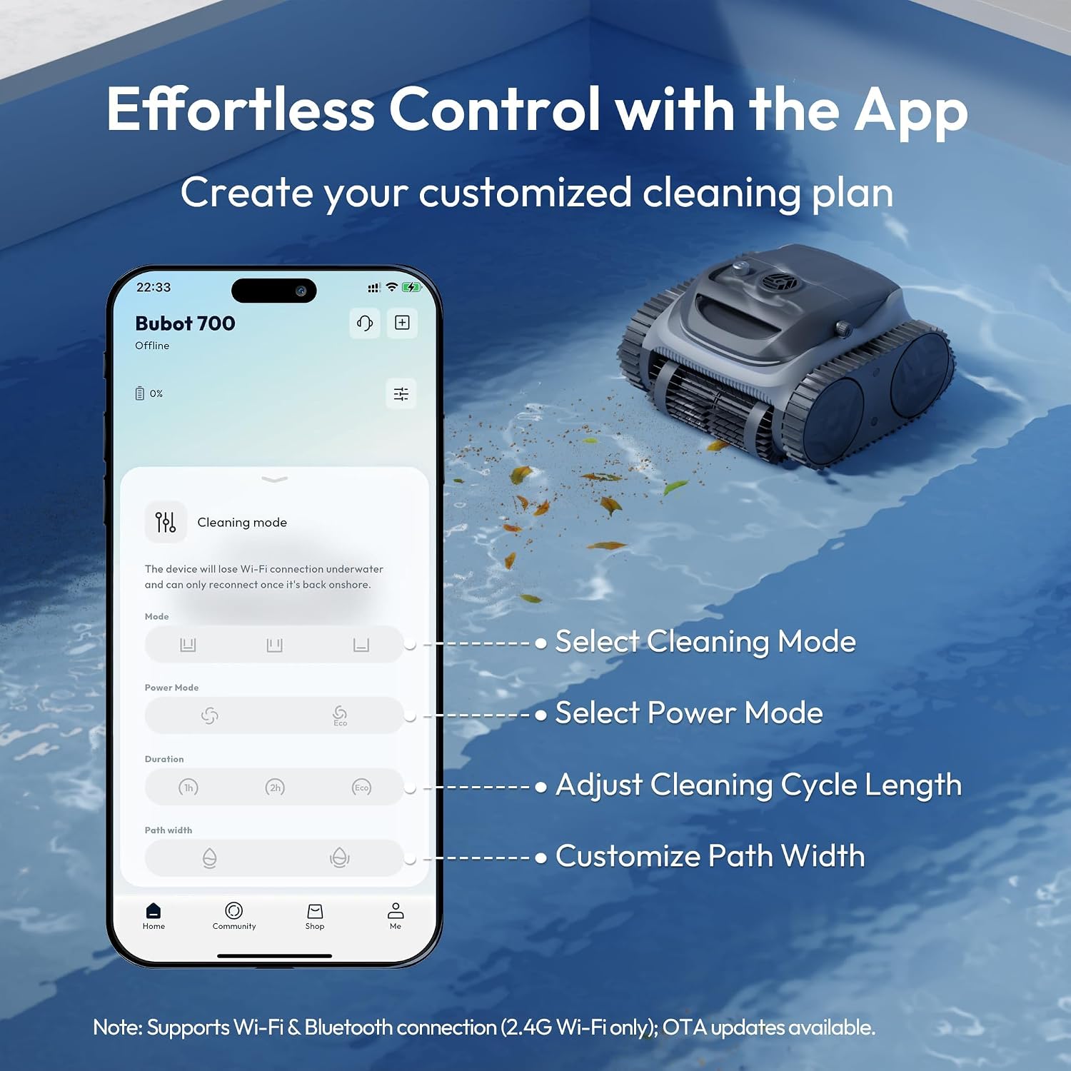 Bubot 700 Cordless Pool Vacuum for Inground & Above Ground Pools, 210-Min Runtime, Wall/Waterline/Floor Cleaning, Robotic Pool Cleaner with Superior Suction, APP Control, Smart Navigation (Space Grey)