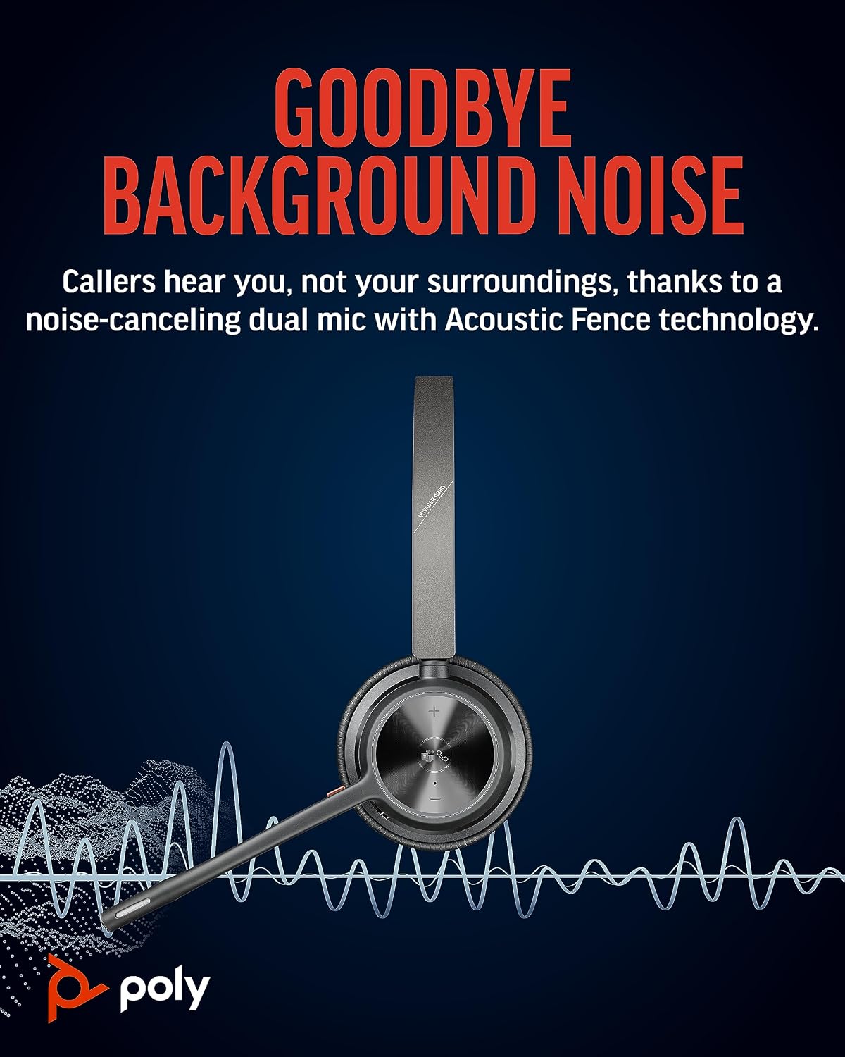 Poly Voyager 4320 UC Wireless Headset, Bluetooth Headphones with Mic - Noise-Canceling Boom Mic - Connect to PC via USB-C to USB-A Adapter, Cell Phone via Bluetooth - Microsoft Teams Certified
