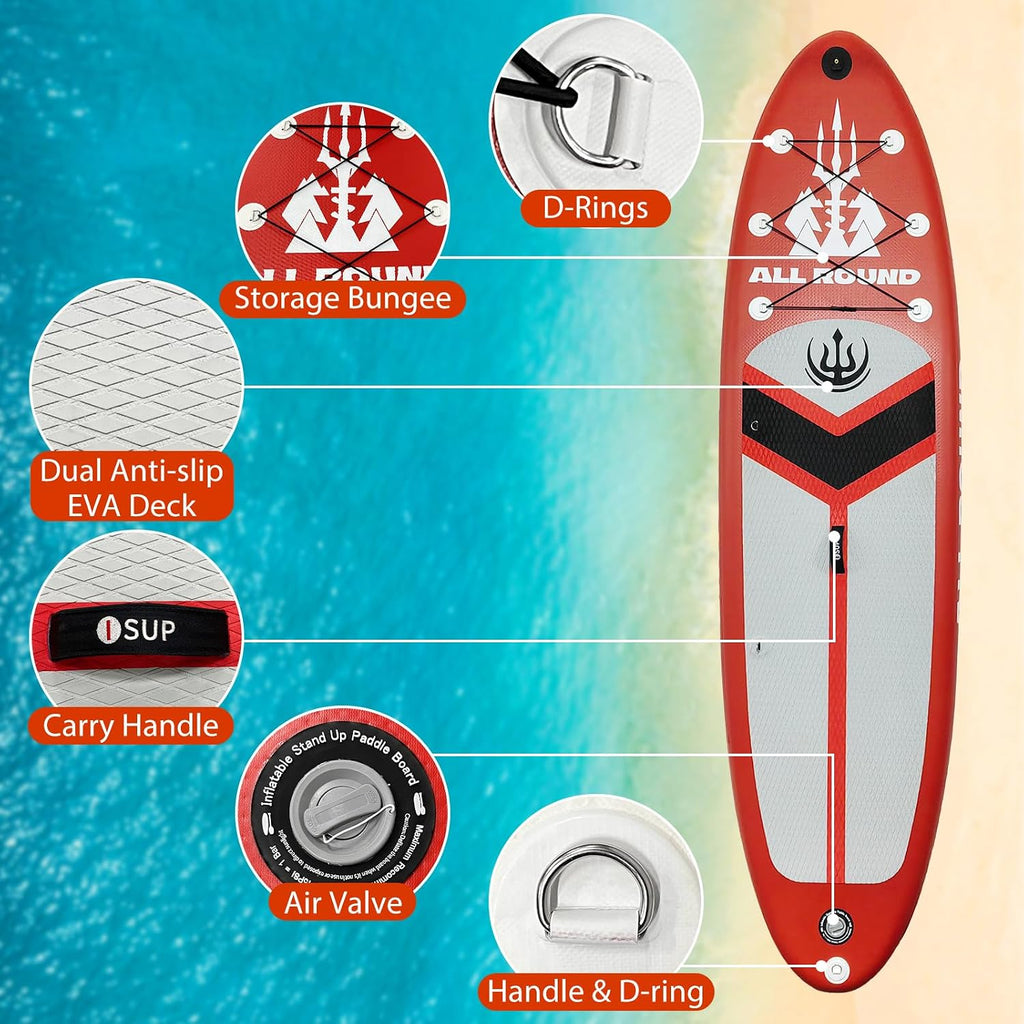 GarveeLife Inflatable Stand Up Paddle Board,10 ft 6 in Upgrade Version Blow Up Paddle Boards for Adults with Free Premium Sup Accessories & Backpack, Adjustable Paddle, Fins, Hand Pump