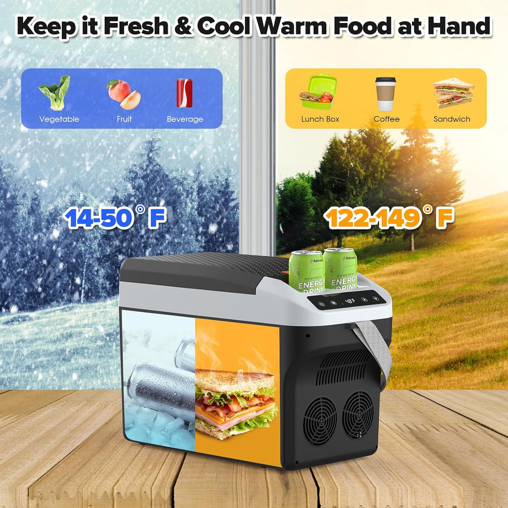 advwin 12 Volt Car Refrigerator 23Quart(22L) Electric Cooler/Warmer, Plug In Car Cooler with 110V AC Home Power Cord & 12V Car Adapter, Portable Refrigerator for Camping, Travel, RV(Black)