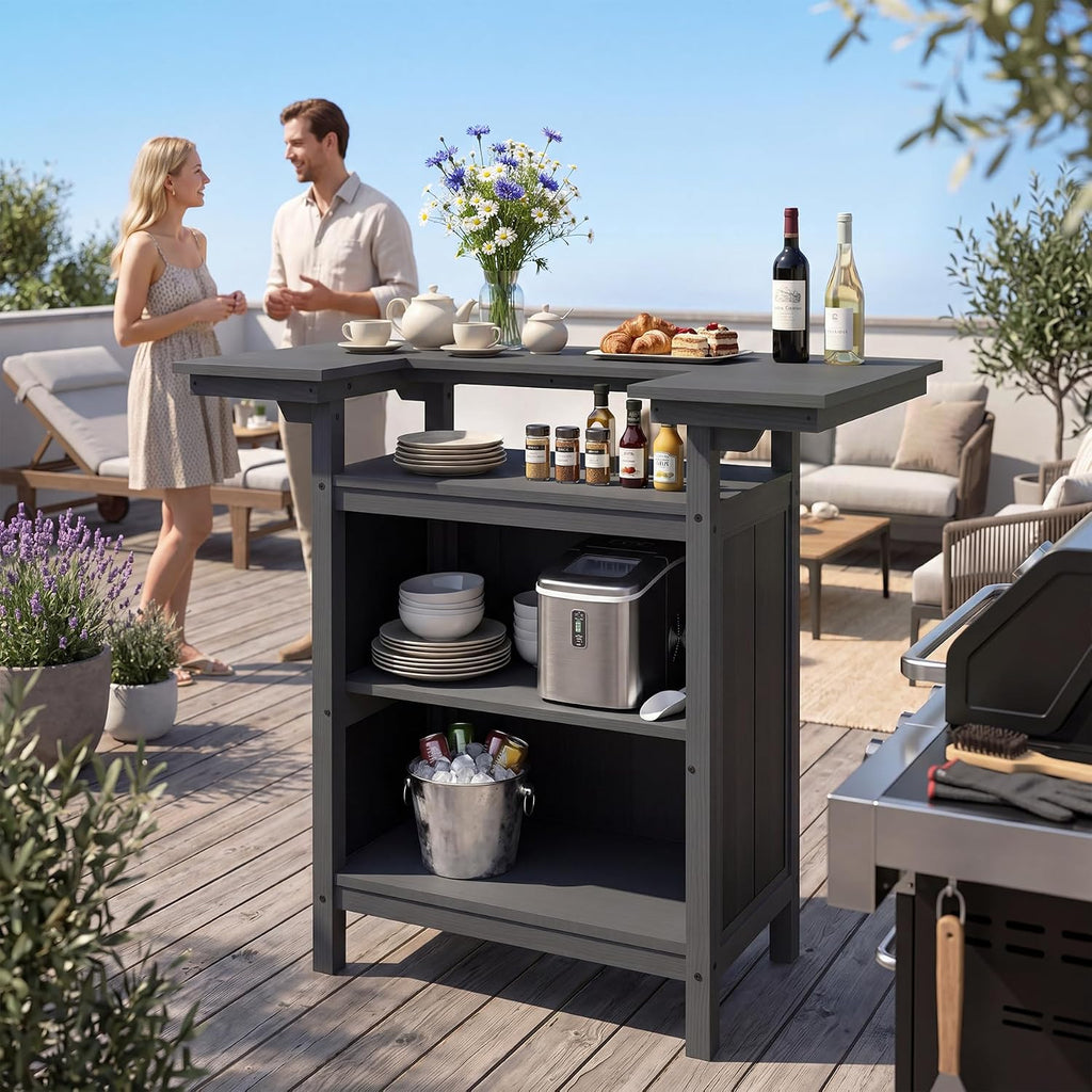 Outdoor Bar, Patio Bar, Outdoor Kitchen Island, Outside Bar, Backyard Bar, HDPE & Aluminum Frame for Entertaining