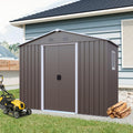 KEIKI 8x4 FT Outdoor Metal Storage Shed with Peaked Roof,Vents,Window and Metal Foundation for Garden Yard Lawn