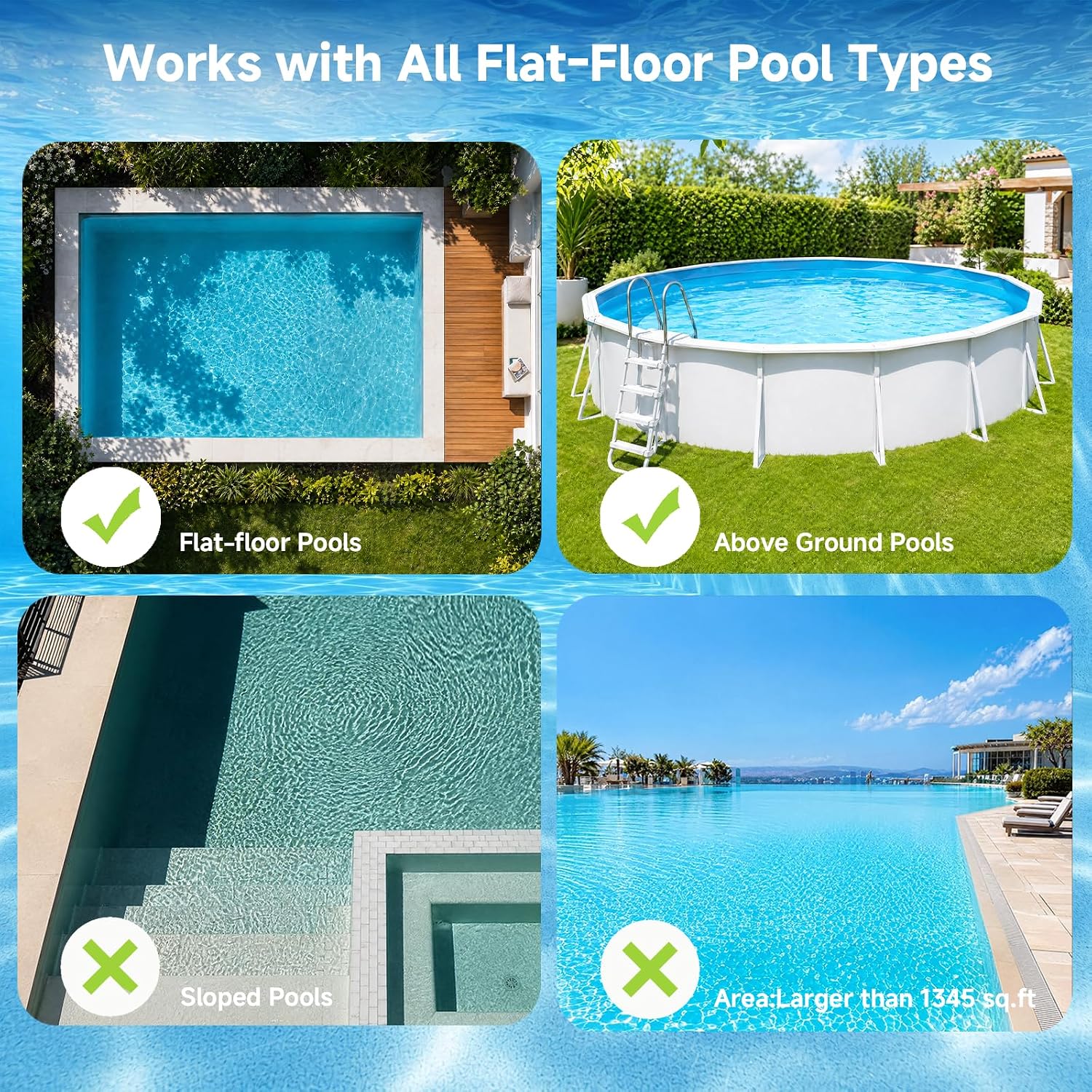 Pooloob Robotic Pool Vacuum Cleaner with Triple-Layer Filtration & Floating Buoy, for Regular Daily Maintenance, Flat Floor Cleaning for Above/In-Ground Pools,NOT for Initial or Deep Cleaning or Swamp