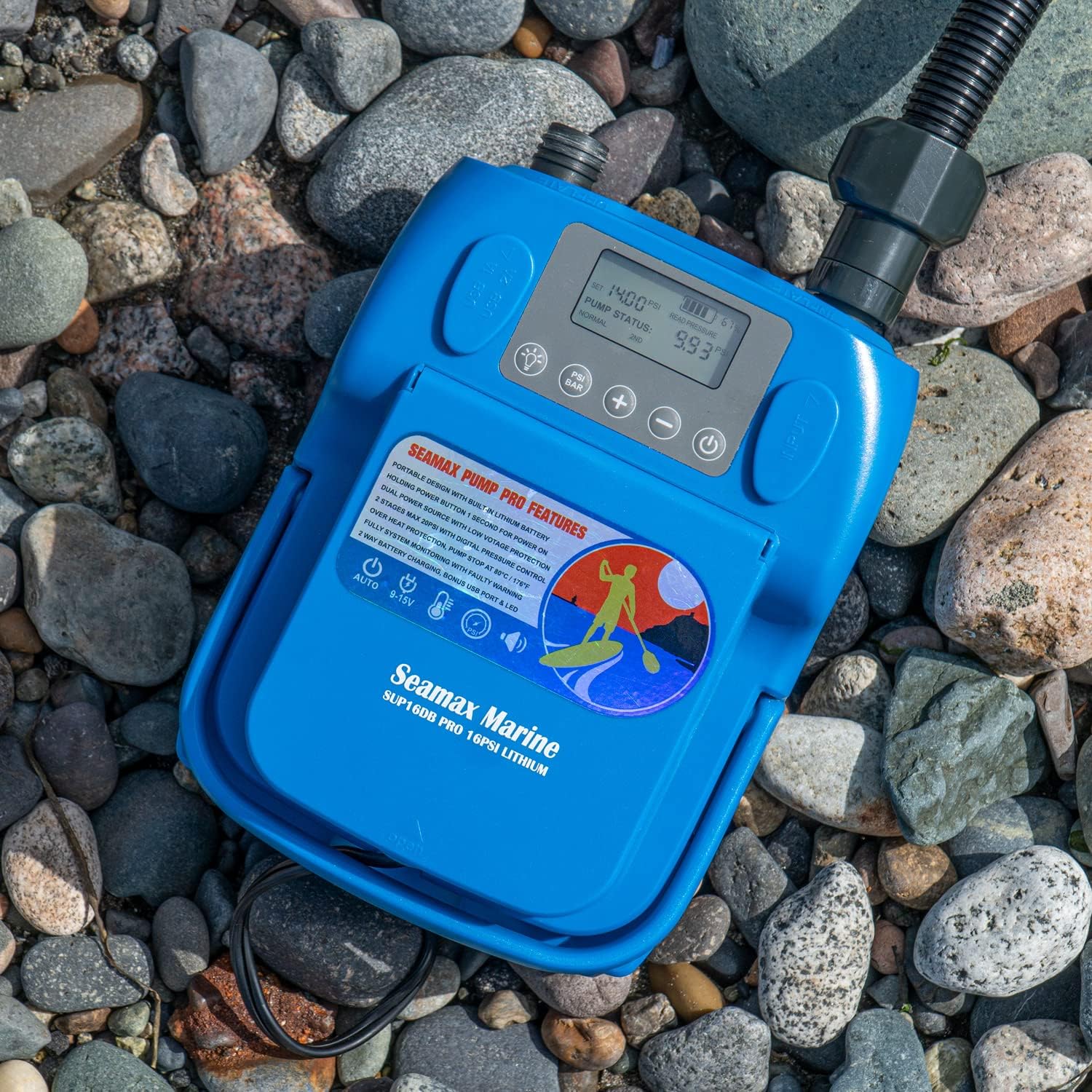 Seamax SUP 16DB Electric Air Pump for Inflatable SUP and Boat, Intelligent Firmware with Built-in Temperature Sensor and Timer