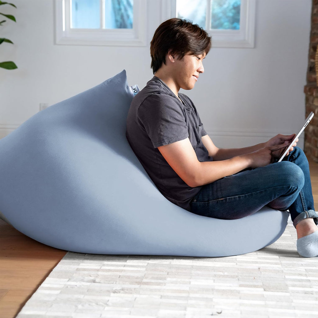 Yogibo Short Bean Bag Lounger Chair for Adults, Kids and Teens with Filling, Soft, Plush, Comfy, Sensory Lounge Beanbag Loveseat, Washable Cover, Rain