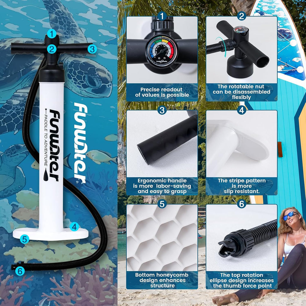 FunWater 11'/10'6' Inflatable Stand Up Paddle Board with Premium SUP Paddleboard Accessories, Wide Stable Anti-Slip EVA Deck,Paddle Boards for Adults & Youth of All Skill Levels