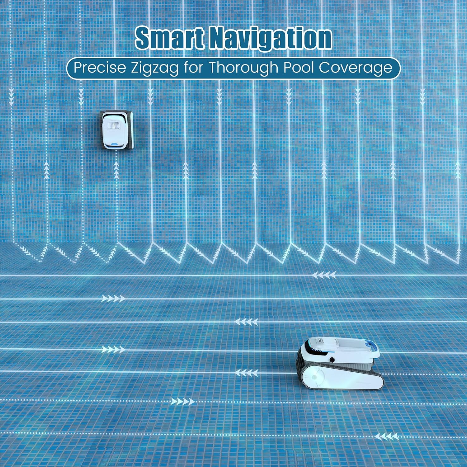 Pool Vacuum for Inground Pools and Above Ground Pools, Wall Climbing Pool Cleaner Robot, 45000 Pa Power, Smart Navigation, Ideal Pool Vacuum Robot for Wall, Waterline, Floor.