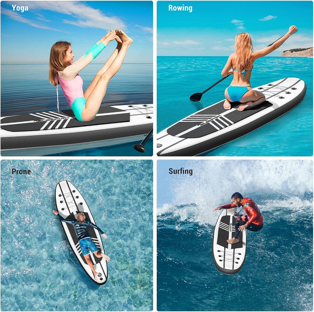 TELESPORT Paddle Boards 11 Foot Long 33 Inch Wide Inflatable Stand Up Paddleboard Blowup SUP Board with Accessories, 350 Pound Weight Capacity, Black