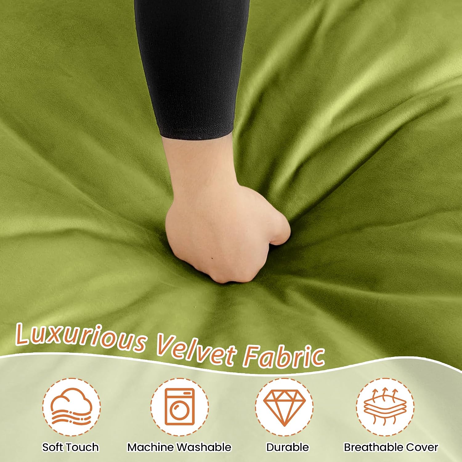 4FT Bean Bag Chair, Bean Bag with Velvet Cover, Fluffy and Comfy Bean Bag Chairs for Adults and Kids, Bean Bag Sofa Filled with High-Density Sponge for Gaming (Mint Green - Taller Version)