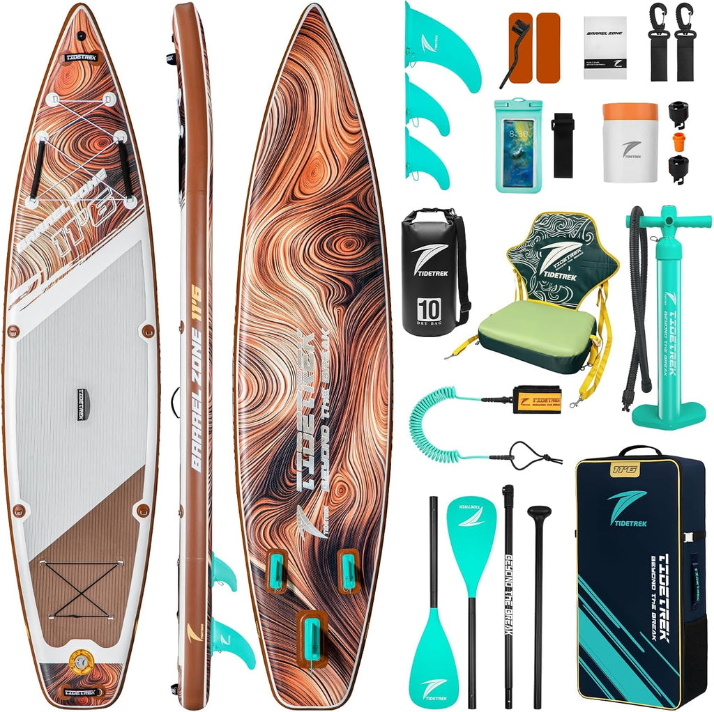 11'6' Inflatable Stand Up Paddle Boards, Premium SUP Accessories, Non-Slip Comfort Deck for Youth & Adults