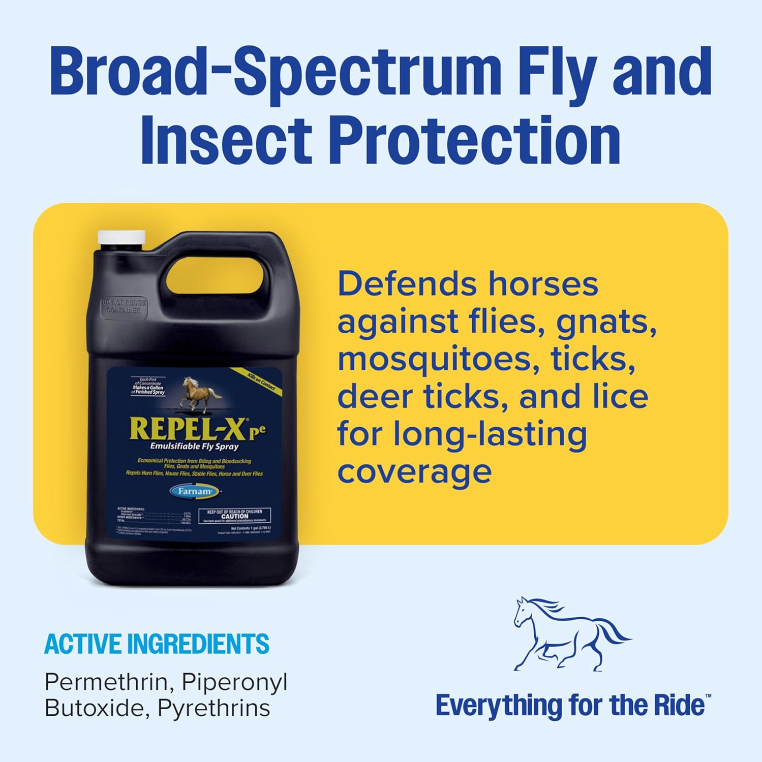 Farnam Repel-X pe Fly Spray Concentrate for Horses & Dogs – Horse Fly Spray & Insect Repellent for Mosquitoes, Ticks & Gnats – 128 oz Concentrate Makes 32 Quarts