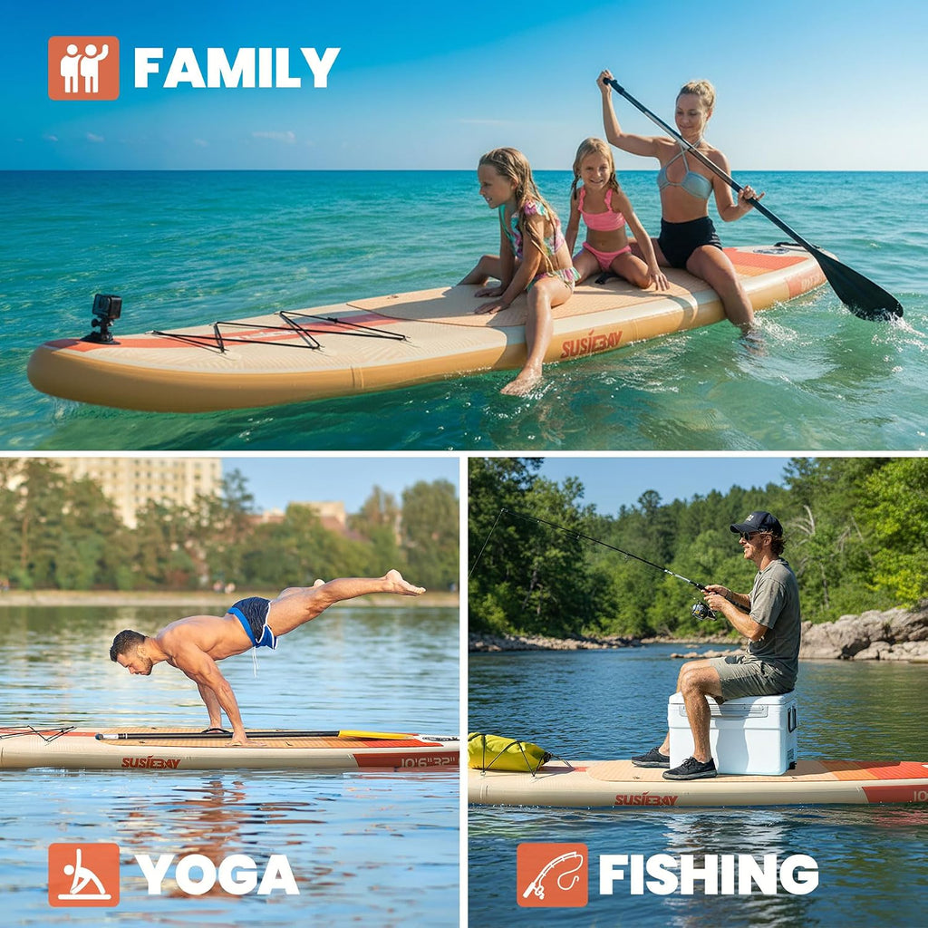 Inflatable Stand Up Paddle Board with SUP Accessories,Inflatable Paddle Boards for Adults & Youth, Anti-Slip EVA Deck,Wide Stance,Dual Action Pump,108L Backpack