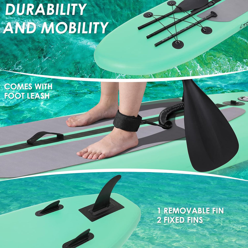 Clevich 12FT Stand Up Paddle Board, Inflatable Paddleboard with SUP Accessories & Carry Bag, Paddle, Hand Pump, Non-Slip Deck, Repair Kit,Leash, 400LBS