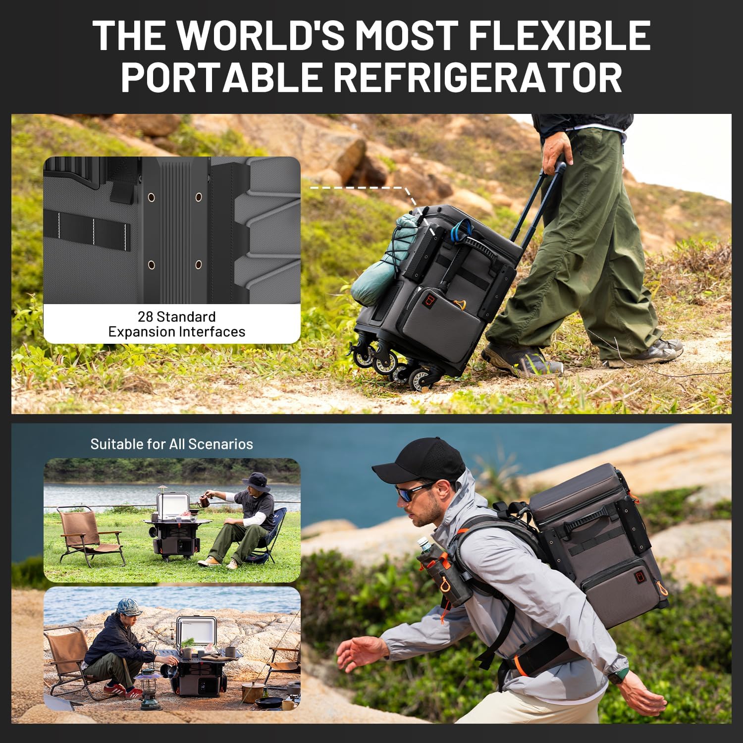 LiTHELi FrozenPack Wild 12V Car Refrigerator & Portable Electric Cooler, 20L/21QT with 2 U20 Batteries, Backpack Design, -4~68℉ Travel Fridge Freezer for Camping, Road Trips, RV, Boat&Beach