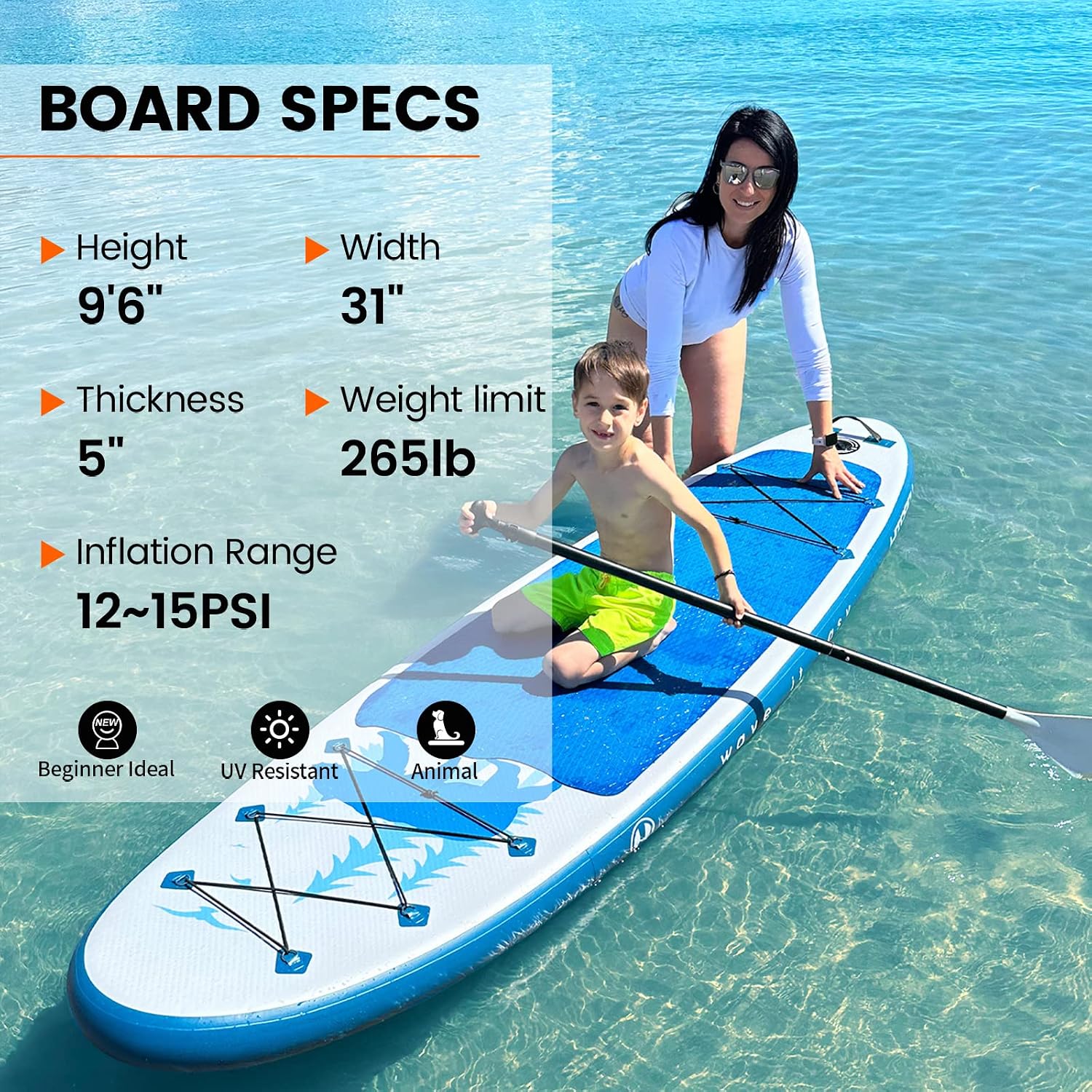 Kids Paddle Board with SUP Accessories, Child Paddle Board Durable, Lightweight, Stable Design, Wide Non-Slip Deck, 7ft 7.6ft 8ft 9.6ft Inflatable Paddle Boards for Kids & Youth
