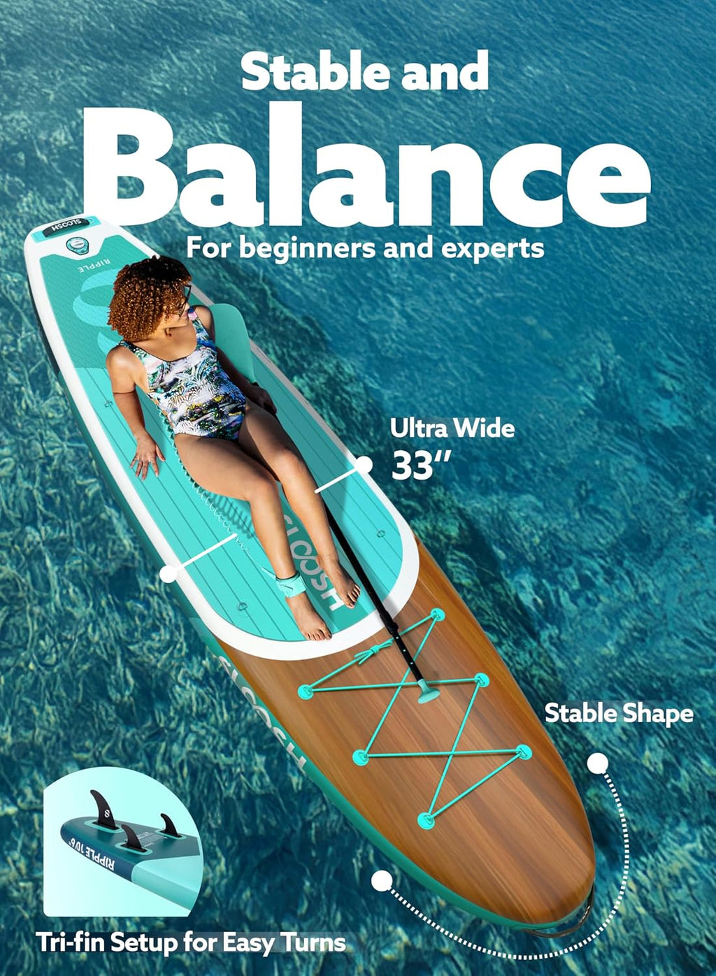 SLOOSH Inflatable SUP & Electric Pump Bundle – 10'6' Paddle Board with Premium Accessories, Non-Slip EVA Deck, 20 PSI Dual-Stage Pump for Fast Inflation, Perfect for Youth & Adults of All Skill Levels