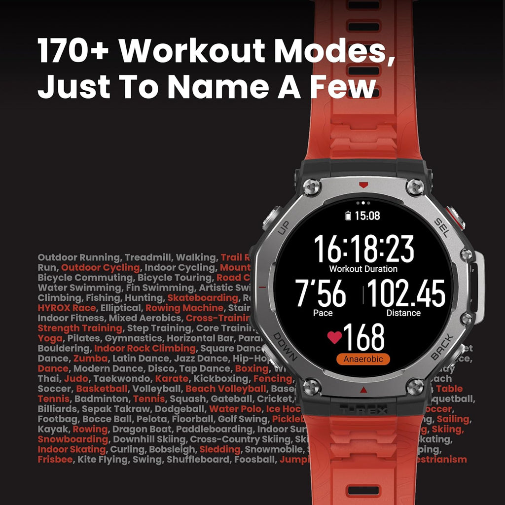Amazfit T-Rex 3 Rugged/Military Smart Watch 48mm, GPS (with Privacy), Offline Maps, Long Battery Life,328 Feet Water-Resistant, 170 Fitness/Sport Modes, AI, Voice Control, for Android or iPhone, Black