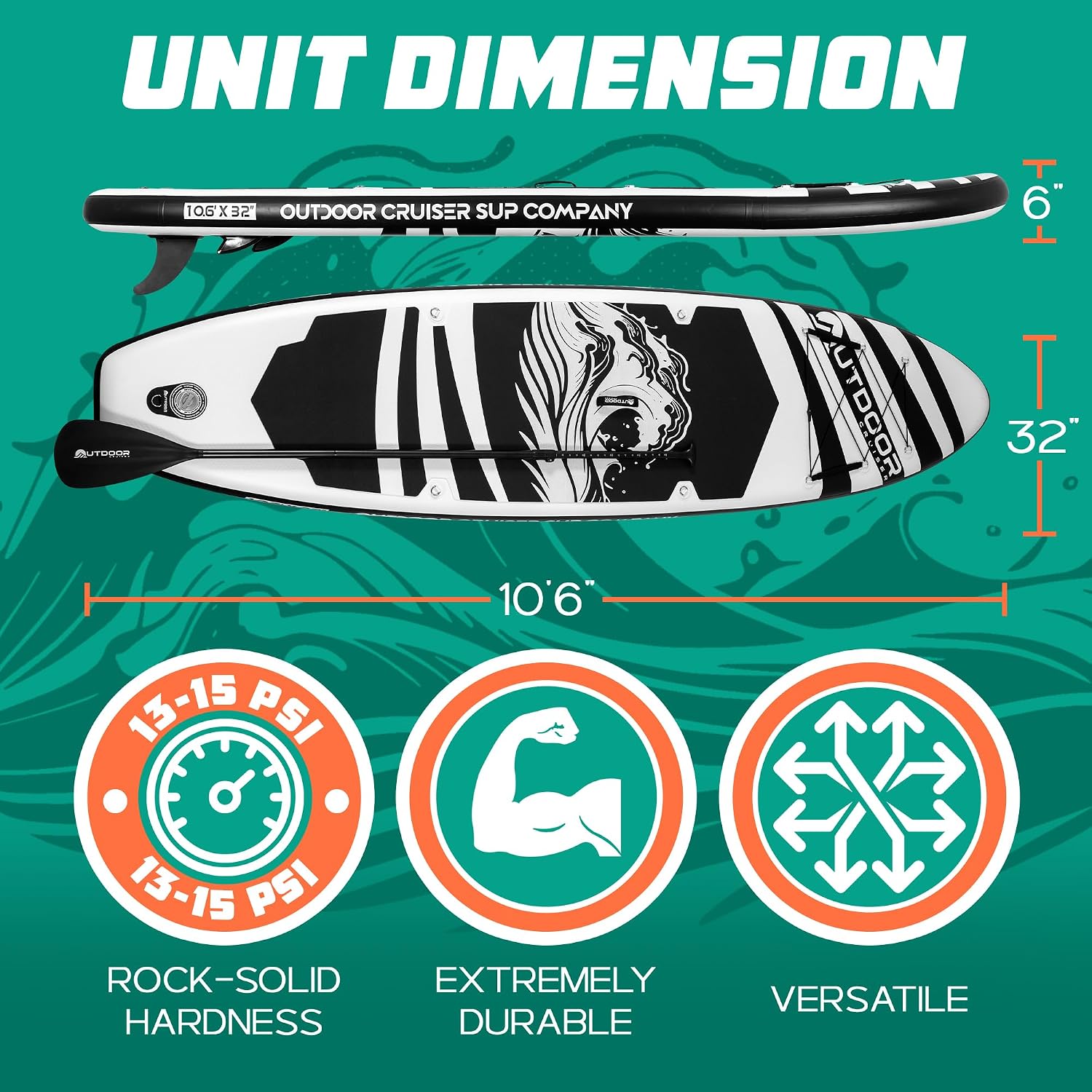 OutdoorCrusier Ultra-Portable Inflatable Stand-Up Paddle Board, Lightweight & Stable with Non-Slip Design, Complete SUP Accessories, Durable Drop-Stitch Material