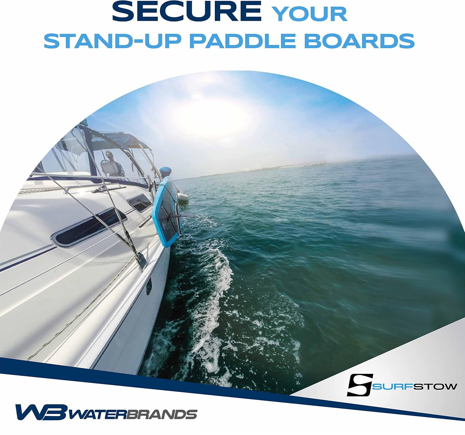 SurfStow Transport SUPRax 50050-2 Boat Mount/Rail Mount Single Board System | for Angled Stanchions | Stand-Up Paddle Board Rack | SUP Board Storage | | Metallic | 26 x 11 x 4 in