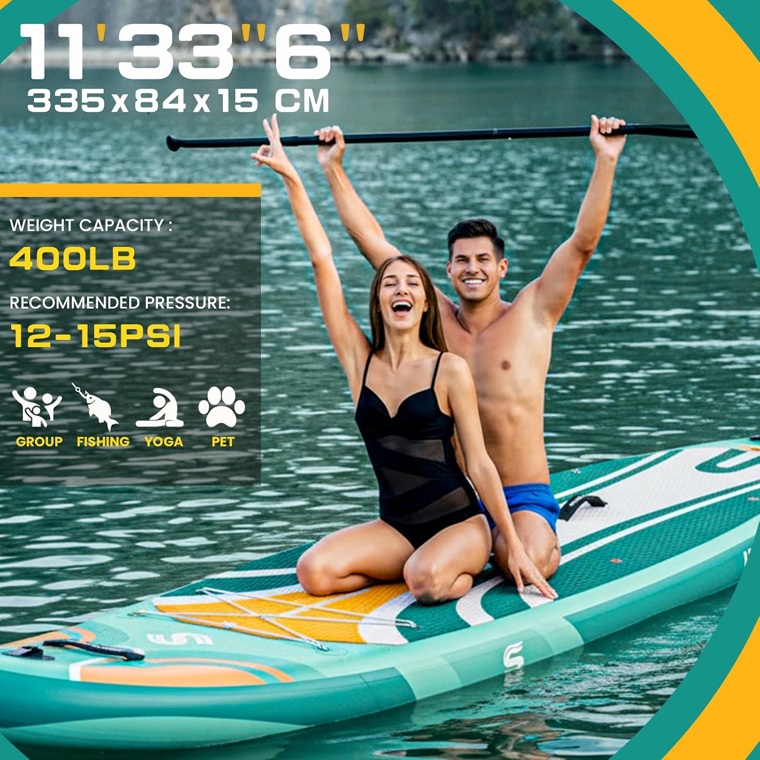 10'6'/11'Wide Inflatable Stand Up Paddle Board for Adults & Youth of All Skill Levels, with Premium SUP Paddleboard Accessories, Anti-Slip EVA Deck