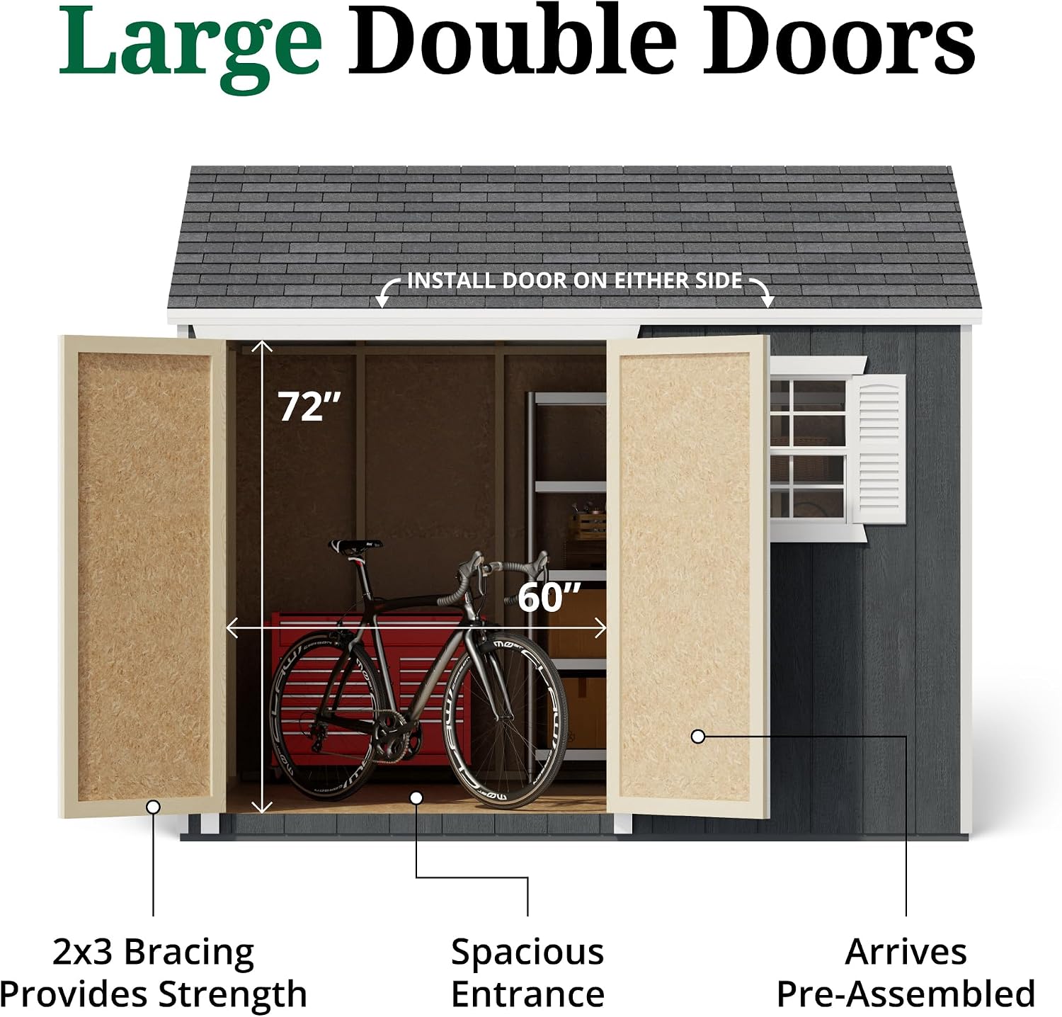 Little Cottage Co. 10x10 Value Workshop Shed with Operable Windows and Floor, Outdoor Wood Storage Do-It-Yourself Precut Kit