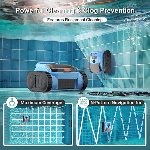 (2025 New) Pool Vacuum for Inground Pools Cordless Robotic Pool Cleaner, 4-in-1 Floor/Wall/Waterline Cleaning/Smart Navigation, 180 Mins Runtime Pool Vacuum for Inground Pools Up to 2100 Sq.ft