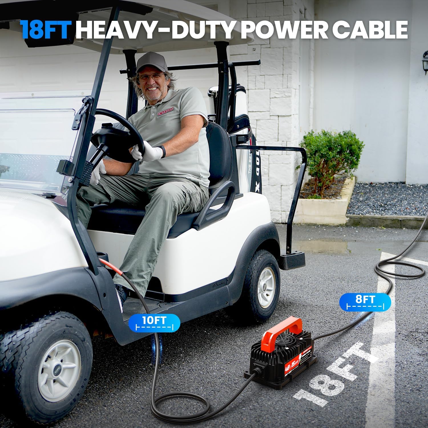 48 Volt 15 Amp Golf Cart Charger for Club Car Precedent & DS Series with 3-Pin Round Plug Only for Lead Acid Battery