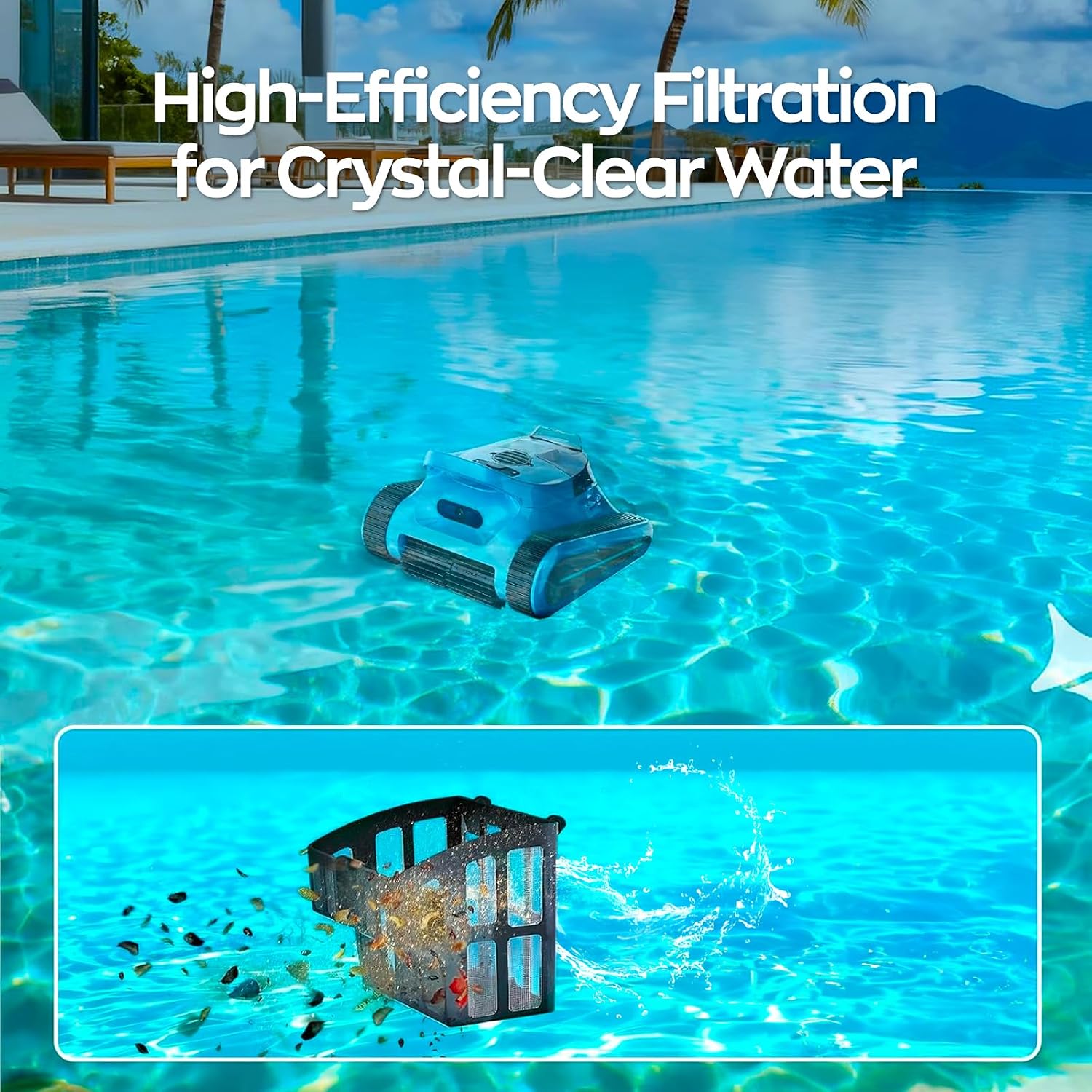 Pool Vacuum for Inground Pools & Above Ground Pool, Cordless Robotic Pool Cleaner with 180W Brushless Motor, 3-Hour Runtime, Wall-Climbing Pool Robot Scrubber for Pools up to 2150 Sq.Ft.