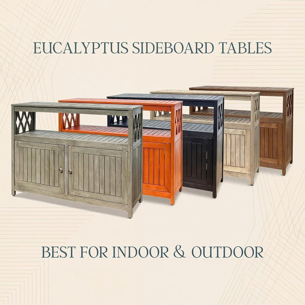 DTY Outdoor Living Longs Peak Eucalyptus Wood Sideboard Table, Outdoor Buffet Cabinet with Storage, Espresso Oil Weather-Resistant Finish