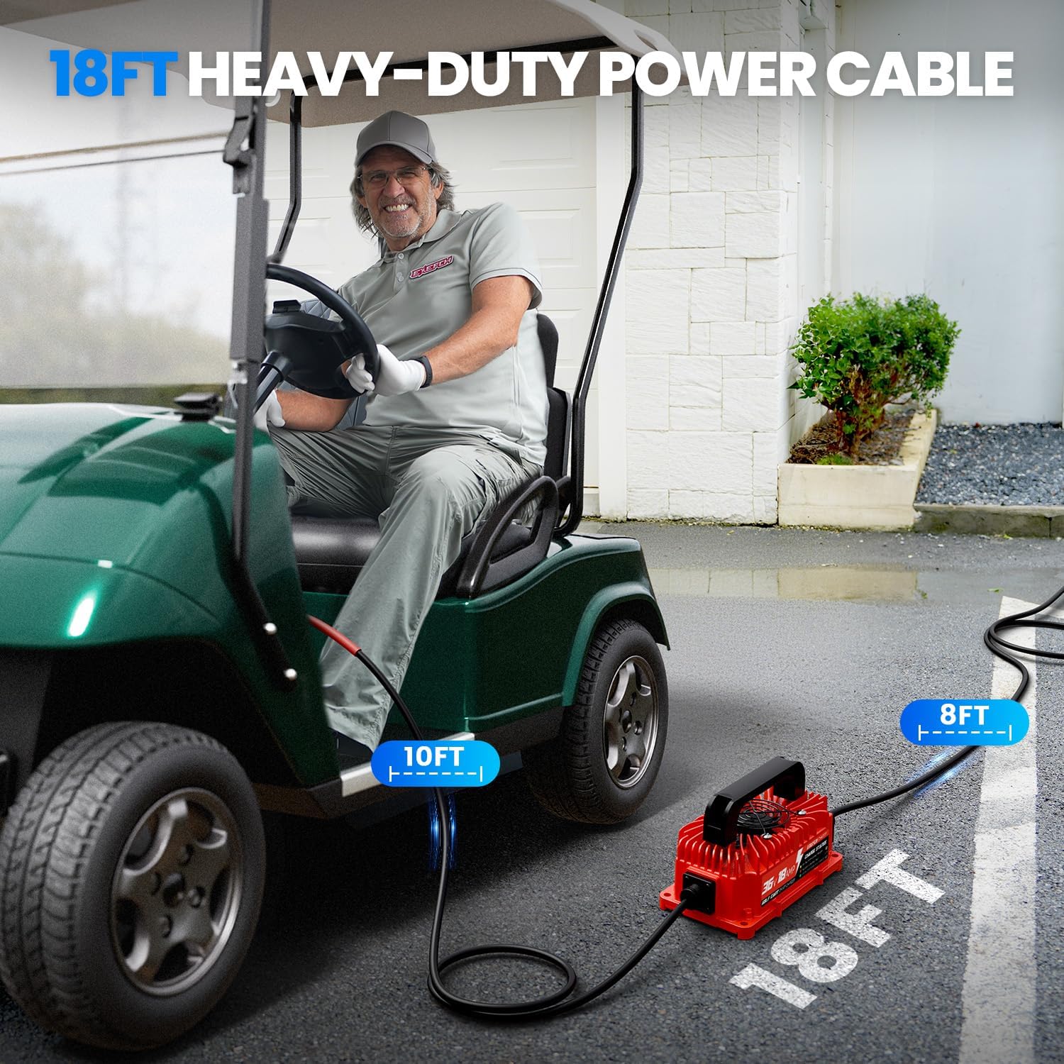 36 Volt 18 Amp Golf Cart Charger for EZGO TXT with 2-Pin D Style Plug Only for Lead Acid Battery