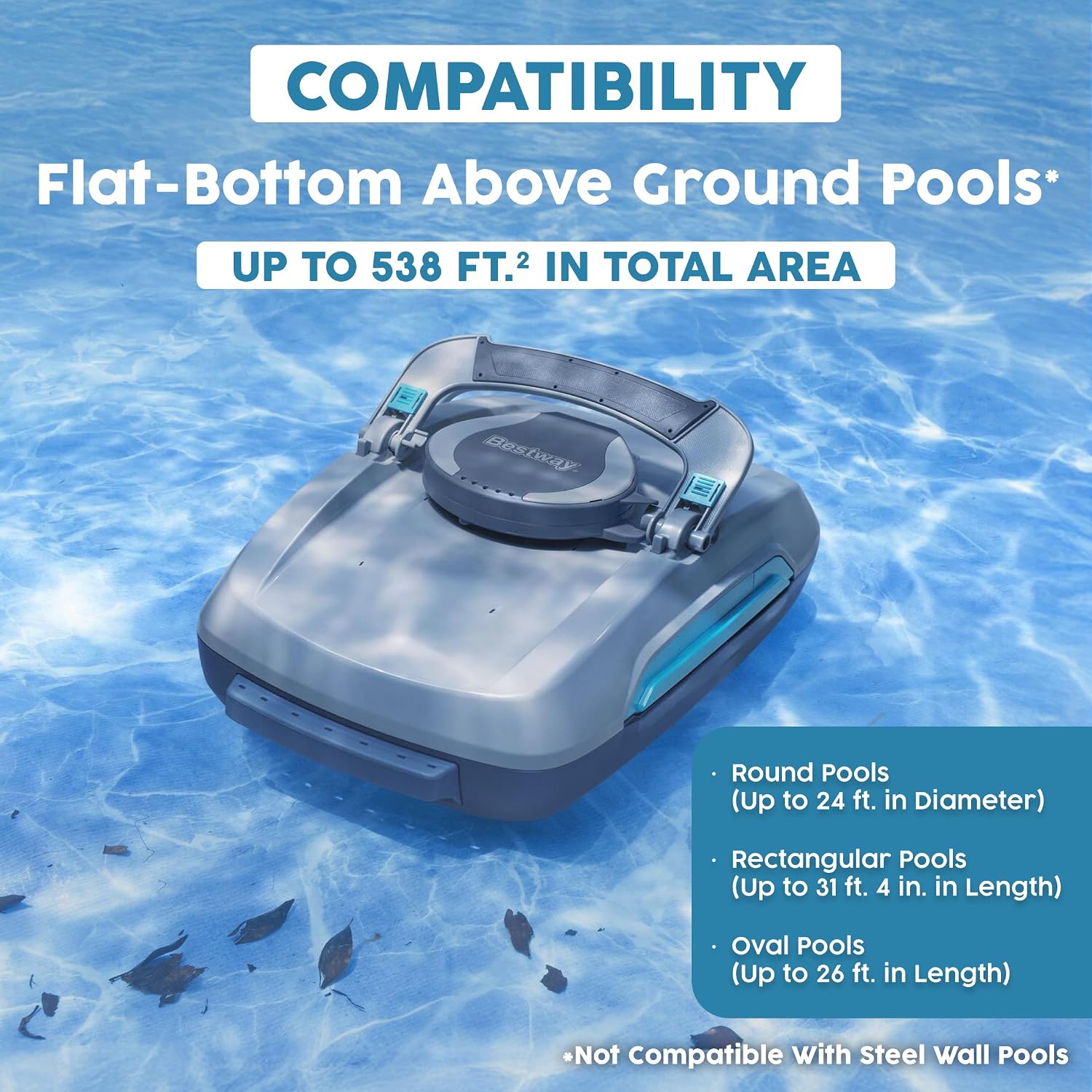 Bestway AquaTronix Pro G300 Automatic Robotic Pool Vacuum and Surface Skimmer Cleaner, Cordless Pool Robot, 120-Min Runtime, Cleans Pool Floor and Waterline, Self-Parking